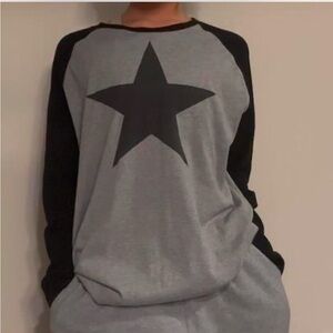 black + grey star logo shirt